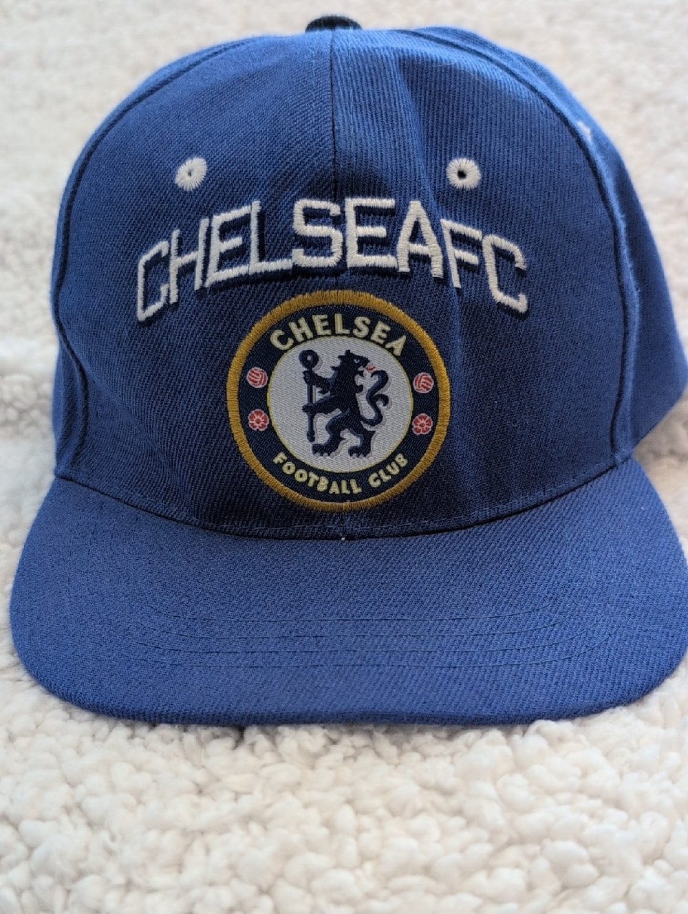 Blue Embroidered Crest Snapback Hat